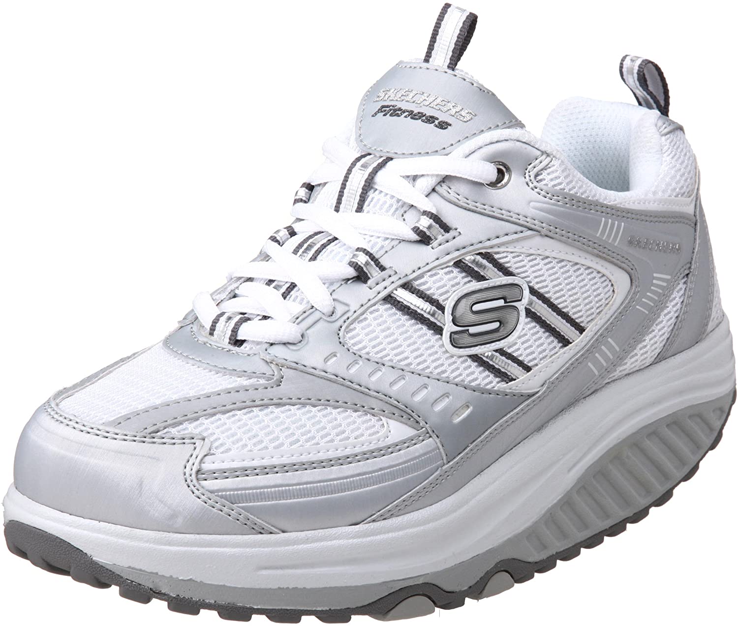 Skechers Shape Ups 11803 Womens SZ 7.5 med Shoes Walking Toning White Silver